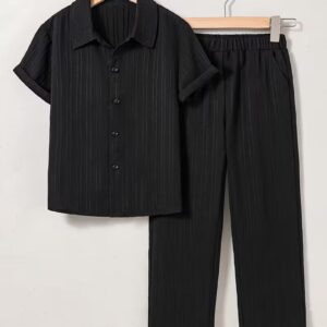 Boys’ All-Season 2-Piece Short Sleeve Shirt and Trousers Set