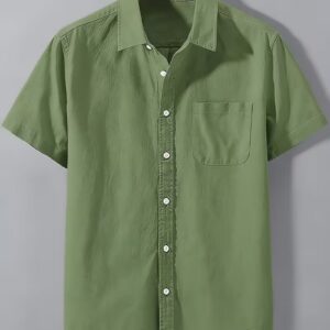Men’s Premium Solid Color Button-Up Casual Shirt