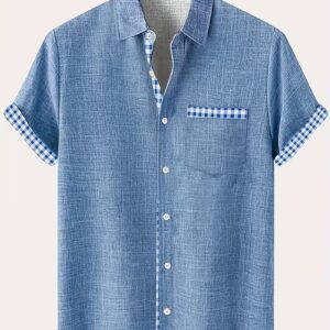 Men's Plus Size Button Pocket Short Sleeve Shirt