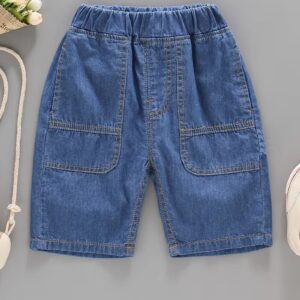 Boys’ Elastic Waist Denim Cargo Shorts