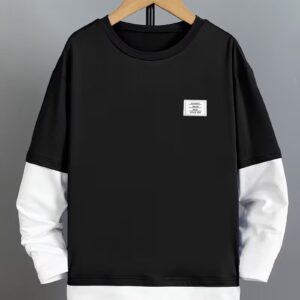 Boys’ Patchwork Long Sleeve Casual T-Shirt