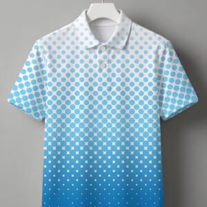 Men’s 3D Gradient Digital Print Polo Shirt