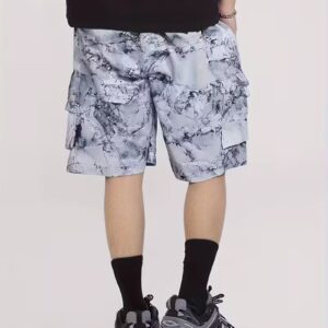 Men’s Streetwear Tie-Dye Digital Print Cargo Shorts