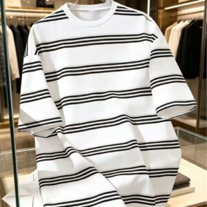 Boys’ Color-Block Striped Quick-Dry Crew Neck T-Shirt